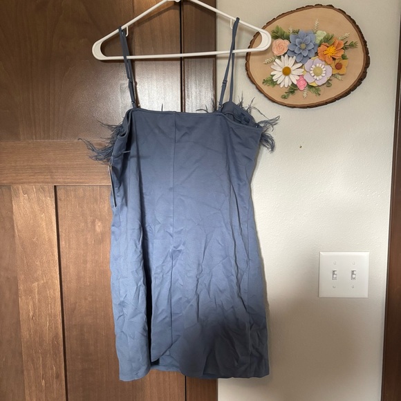 Women's Sleeveless Feather Trim Bodycon Dress - Wild Fable Size XL Slate Blue - Picture 4 of 6